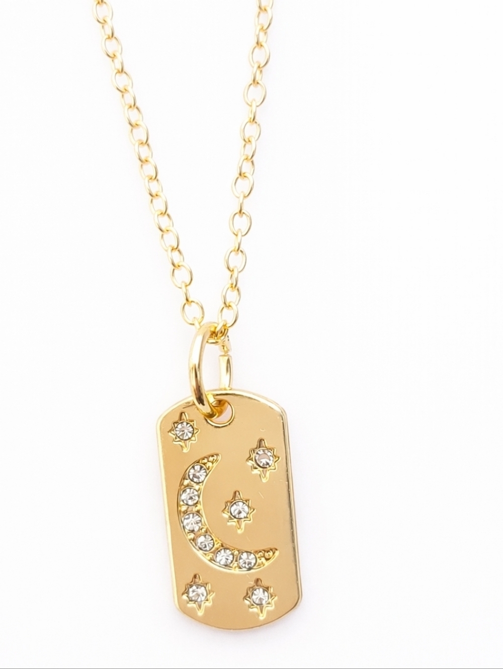 Celestial Gold Pendant Necklace with Moon and Stars - Picture 2 of 4